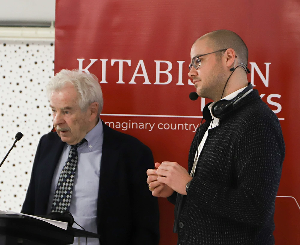 Professors Wolf Linder and Sean Mueller at Kitabistan Talk. Education in Switzerland and Swiss Democracy.